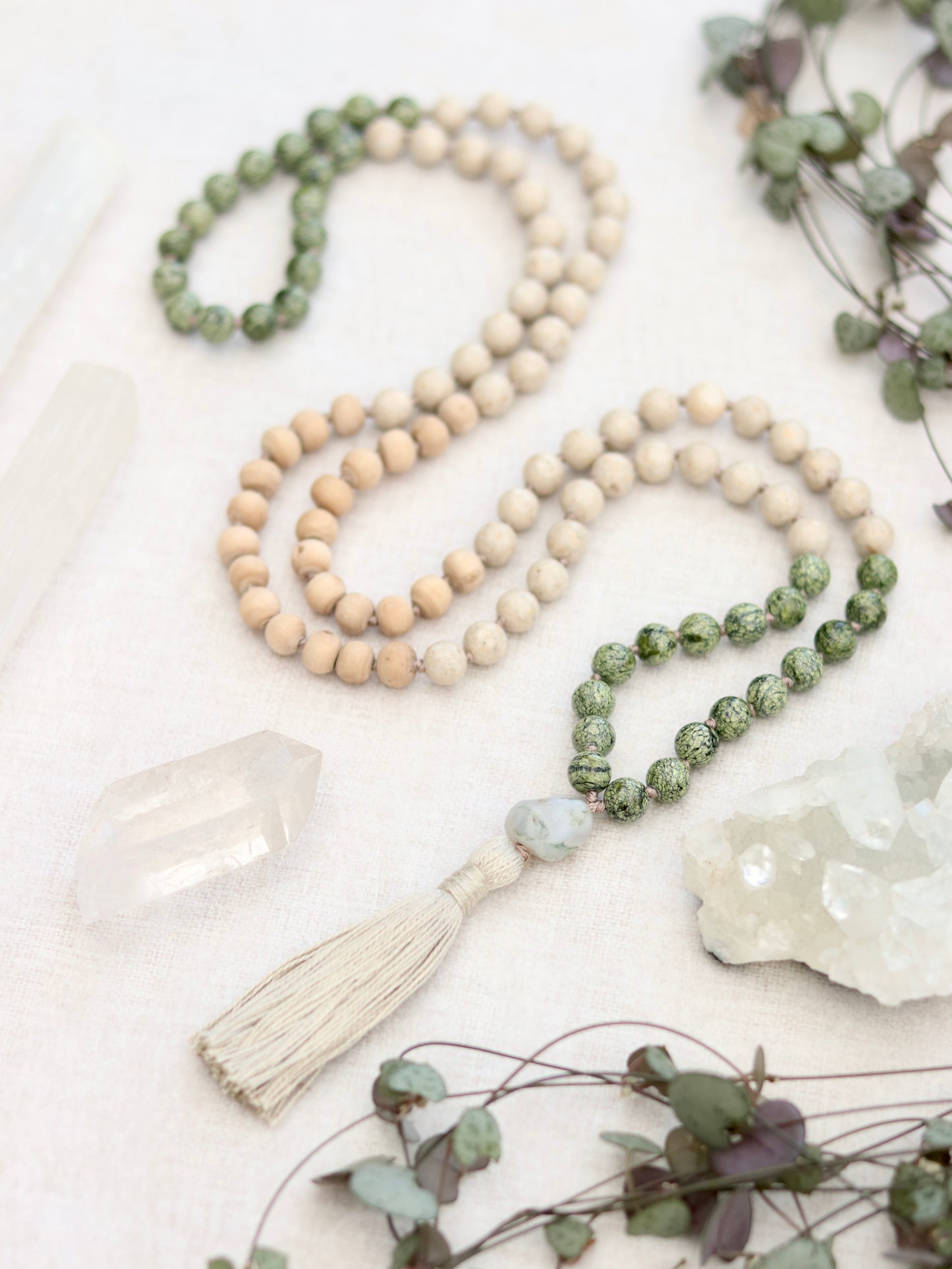 Serpentine, Riverstone, Tulsi and Jasper Mala - 'seconds'