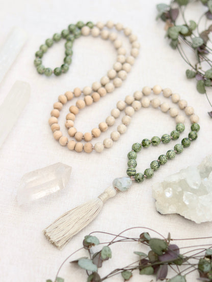 Serpentine, Riverstone, Tulsi and Jasper Mala - 'seconds'