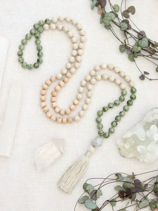 Serpentine, Riverstone, Tulsi and Jasper Mala - 'seconds'