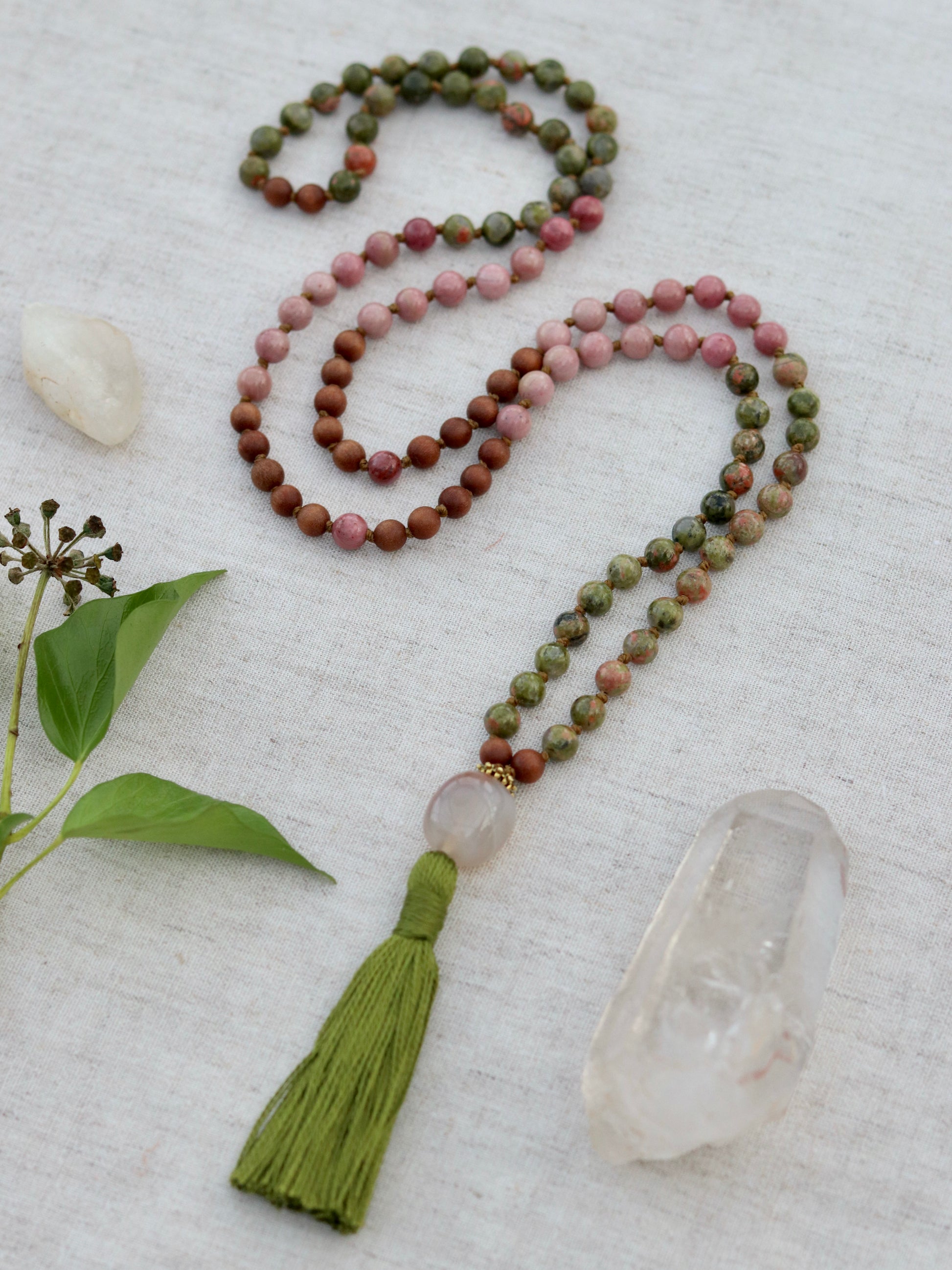 Healing and Harmony - Flower agate, Unakite and Rhodonite image 1