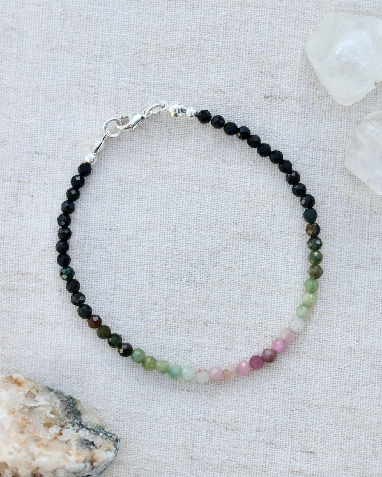 Pink, Green and Black Tourmaline Bracelet