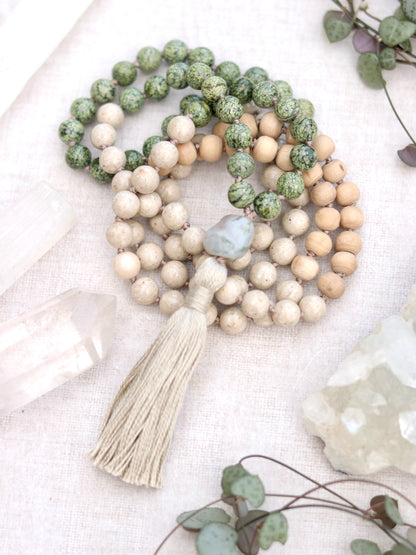 Serpentine, Riverstone, Tulsi and Jasper Mala - 'seconds'